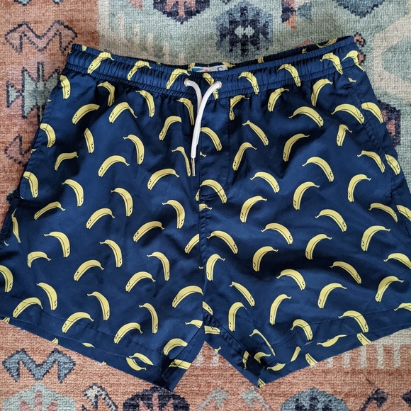 Bermies Pants - Bermies Banana Print Shorts Navy Size S